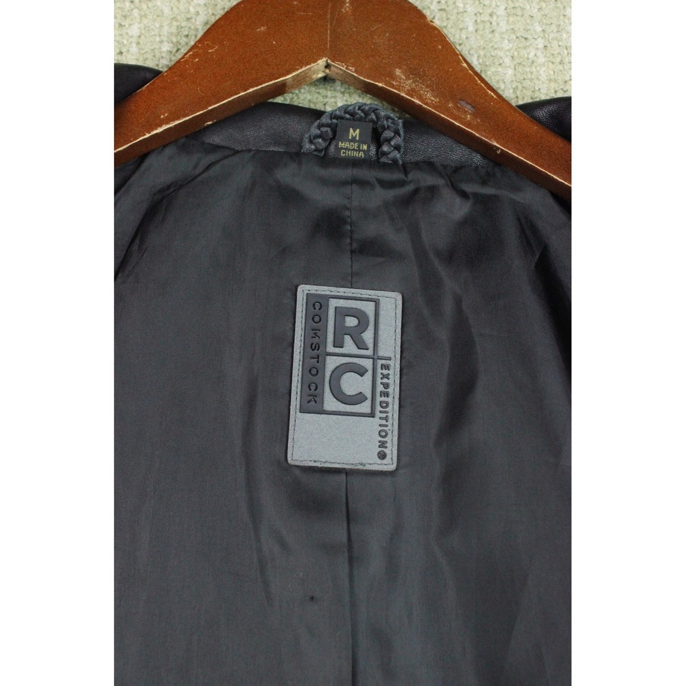 Vintage Comstock Expedition Mens Black Genuine Leather Full Zip Jacket Medium - Picture 2 of 7